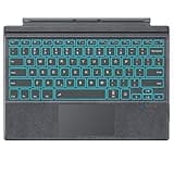 MoKo Microsoft Surface Pro 7/Pro 6/Surface Pro 5 (Pro 2017)/Pro 4/Pro 3 Type Cover, Ultra-Slim Wireless Bluetooth Keyboard with Trackpad, 7-Color LED Backlit, Built-in Rechargeable Battery, Gray