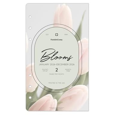 FranklinCovey - Blooms Two Page Monthly Calendar Tabs for Ring-Bound FranklinCovey Planners (Pocket, Jan 2026 - Dec 2026)