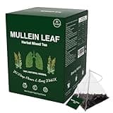 Mullein Leaf Tea, Mullein Tea Bags for Lungs Cleanse and Respiratory Support, Organic Mullein Leaf Herbal Mixed Tea, Caffeine Free, 20 Tea Bags