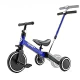 XJD 7 in 1 Toddler Bike with Push Handle,Tricycles for 1 to 3 Years Old, Toddler Tricycle with Push Handle for Boy Girl, Baby Balance Bike with Adjustable Seat Height and Removable Pedal (Blue)