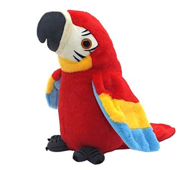 Vincilee Talking Parrot Repeats What You Say Mimicry Pet Toy Plush Buddy Parrot Children Gift (RED)