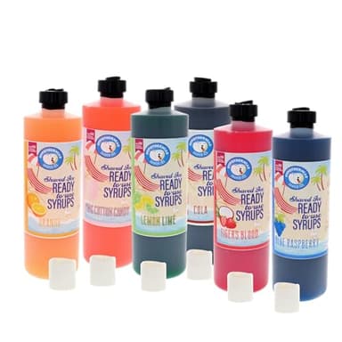 Hypothermias Snow Cone Syrup Variety Pack, Pick your Own Flavors, 6 Flavors, 16 oz Bottles,100 Percent Pure Cane Sugar