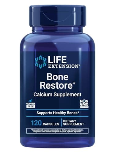 Life Extension Bone Restore Calcium Supplement, Vitamin D3, Magnesium, Boron, zinc, Manganese, Silicon, Helps Maintain Healthy Bone Density, Gluten-Free, Non-GMO, 120 Capsules