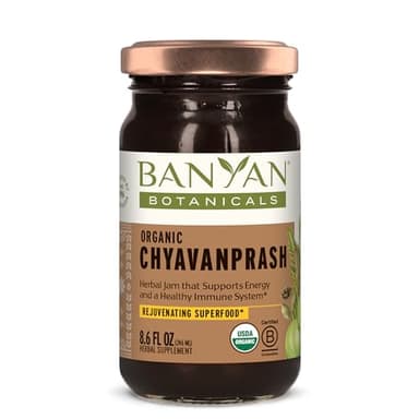 Banyan Botanicals Organic Chyawanprash – Vitamin C Immune Support & Vitality Superfood – Ayurvedic Herbal Jam with Amla, Ashwagandha & Raw Honey – Energy & Longevity Supplement – 8.6oz – USDA Organic*