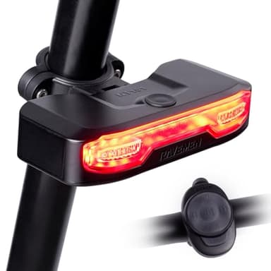 RAVEMEN Bike Tail Light with Turn Signals, 160 Lumens Rear Bicycle Light with Horn Alarm, Auto On/Off Brake Light, Ground Warning Lights for Seatpost and Cargo Rack, Night Riding Safety