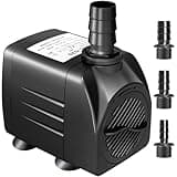 GROWNEER 550GPH Submersible Pump 30W Ultra Quiet Fountain Water Pump, 2000L/H, with 7.2ft High Lift, 3 Nozzles for Aquarium, Fish Tank, Pond, Hydroponics, Statuary Black