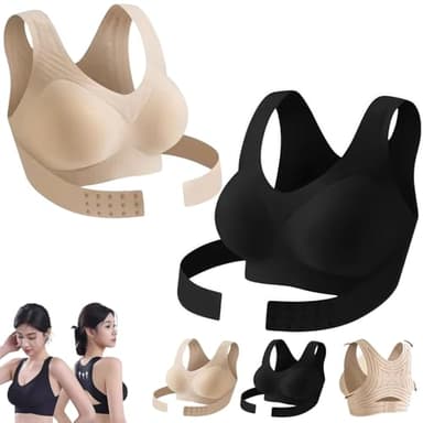 HUIQINGLI Marela Her Bra, Her-Posture Bras Corrector, Seamless Breathable Shaping Corrective Support Underwear for Women (2PCS-Mix,Large)