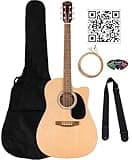Fender Dreadnought Acoustic-Electric Guitar - Natural Bundle with Gig Bag, Strap, Strings, Picks, and Austin Bazaar Instructional Video