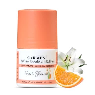 Carmesi Underarm Roll-On Deodorant for Women | Fresh Blossom | Alcohol-Free & Aluminium-Free | For Daily Use | 1.69 fl oz