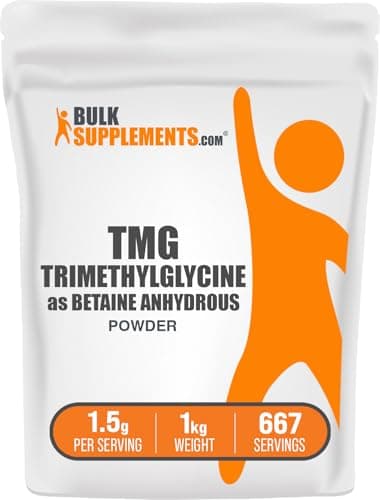 BulkSupplements.com Betaine Anhydrous Powder - Trimethylglyine, TMG Supplements, TMG Powder - Betaine TMG - Gluten Free, 1500mg per Serving, 1kg (2.2 lbs)
