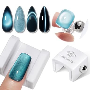 modelones Cat Eye Magnet for Nail Polish Gel Polish, 5D Aura French Glass Bead Multi Cateye Effect Beginner Friendly Strong Magnetic Tool Home DIY Nail Art Design Manicure Gift for Women