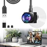 Eye Contact Webcam for PC,1080P Center Cam with Microphone Plug & Play Low Light Computer Camera with Cover Middle Screen Webcam for Zoom,Video Call, Skype, Teams