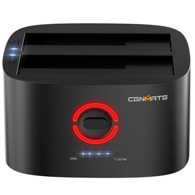 CENMATE Dual Bay Hard Drive Docking Station with Offline Clone, USB A/C 3.0 to SATA, Hard Drive Reader for 2.5/3.5 Inch HDD/SSD(Supports 18TB*2, Up to 6Gbps Under UASP)