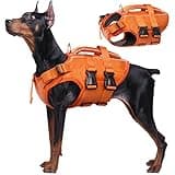 Kuoser Dog Life Jacket - High Flotation, Reflective Vest for Swimming & Boating, Adjustable Sizes - Small to Large, Lightweight Dog Life Preserver with Rescue Handle