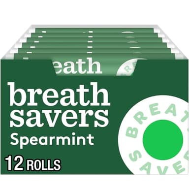 BREATH SAVERS Spearmint Flavored Sugar Free Breath Mints Rolls, .75 oz (12 Count)