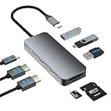 Docking Station Dual Monitor for Dell/HP/Lenovo/Mac Laptop, USB C Laptop Docking Station Dual Monitor, Dual HDMI Adapter for 2 Monitors, 8 in 1 USB C Hub Multiport Adapter with HDMI/USB/PD/SD/TF