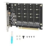 Adapter Card 4 Port NVMe to PCI e Host Controller Expansion Card, M.2 NVMe SSD to PCIE X16 M Key Hard Drive Converter Reader Expansion Card, Stable Fast Computer Expansion Card