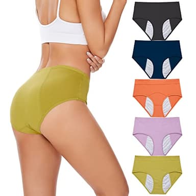 HATSURE Period Underwear for Women Leak Proof Cotton Overnight Menstrual Panties Briefs Multipack (Small)