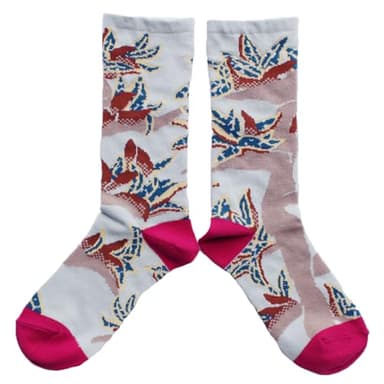 [M＆M SOCKS] Botanica Socks for Women Made in Japan Cotton Blend Floral Pattern Colorful Botanical Design Gift-Friendly Traveller’s Palm BS05-09