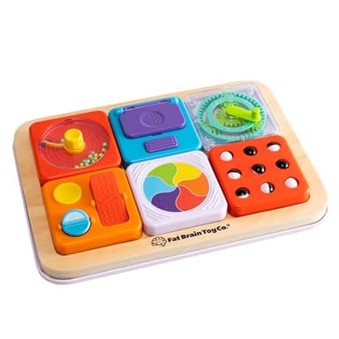 Fat Brain Toys PlayTab Essentials, Modular Sensory Activity Board, Busy Board for Toddlers and Babies Ages 12 Months+
