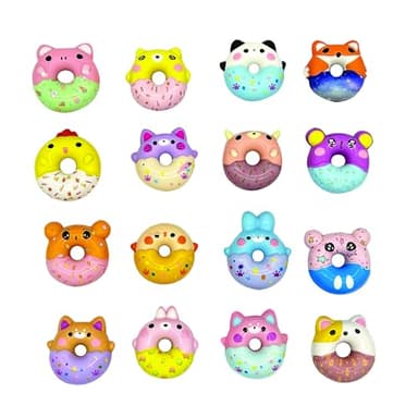 Raymond Geddes Squishy Slow Rising Donuts (32 per Bag) - Assorted Critter-Shaped Squish Toys - Fun and Colorful Donut Toys