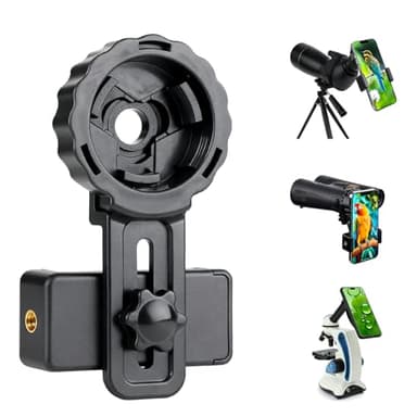 Universal Binocular Phone Adapter with 360° Rotation & Clip Lock - Fits 16-50mm Eyepieces for Telescope/Microscope/Spotting Scope/Birdwatching, Universal Smartphone Clamp High-Strength Stable Mount