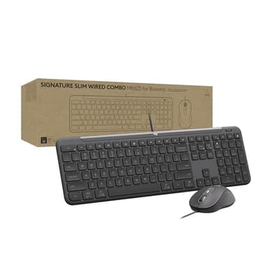 Logitech Signature Slim Wired Combo MK625 for Business, Optical Wired Mouse, Full-Size Keyboard, USB-C Plug-and-Play, Windows/Mac/Chrome/PC/laptops - Graphite