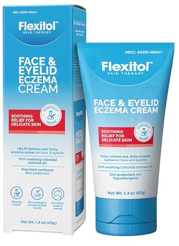 Flexitol Face and Eyelid Eczema Cream for Sensitive Skin, 5% Colloidal Oatmeal, Soothing Eye Treatment for Eczema and Dermatitis, Hydrating Non-Greasy Ointment for Dry, Itchy Skin, 1.4 oz
