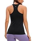 CRZ YOGA Butterluxe Womens Workout Racerback Sleeveless Tops High Neck Athletic Camisole Tanks Running Gym Yoga Shirts Black Small