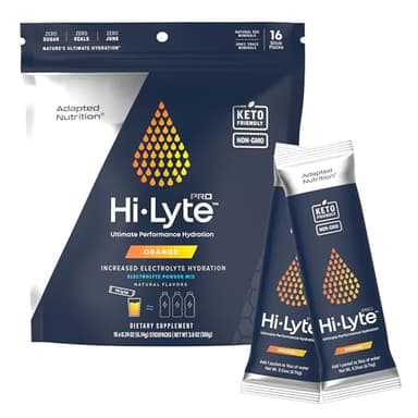 Adapted Nutrition Hi-Lyte Pro Hydration Packets - 16 Individual Drink Packets | Orange | Flavored Electrolyte Powder Packets | Sugar-Free, Zero Carb, Zero Calorie
