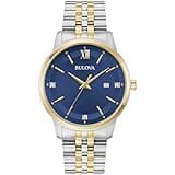 Bulova Men's Classic 3-Hand Diamond Quartz Two Tone Stainless Steel Watch, Style:98D188