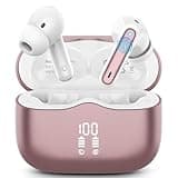 Wireless Earbuds, Bluetooth 5.4 Headphones in Ear with 4 ENC Noise Cancelling Mic, New Wireless Earphones HiFi Stereo Deep Bass 40H Playtime, In-Ear Bluetooth Earbuds LED Display IP7, USB-C, Rose Gold