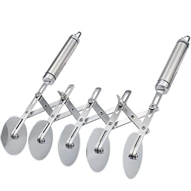 Juome 5 Wheel Pastry Cutter Stainless Pizza Slicer Multi-Round Dough Cutter Roller Cookie Pastry Knife Divider with Handle