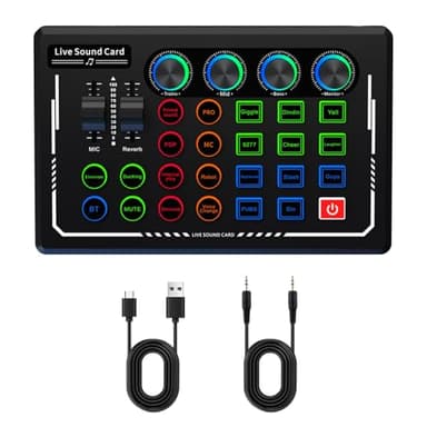 Nuoxiange V88 Live Sound Card for Streaming, Bluetooth Audio Mixer with Voice Changer & Funny Sound Effects - Portable Mini DJ Board for Kids, Gaming, Karaoke, TikTok - Great Beginner Gift
