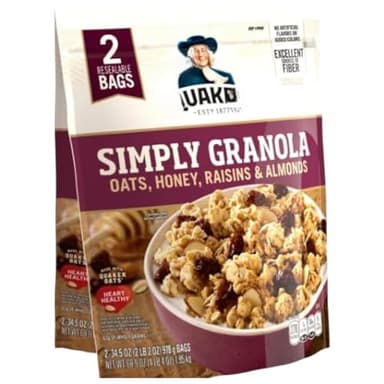 Simply Oats, Honey, Raisins & Almonds Granola, 34.5 oz Bags, 2 Count (1 Pack)