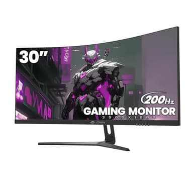 CRUA 30" Curved Gaming Monitor, 165Hz/200Hz Computer Monitor, FHD(2560 * 1080P) 1500R VA Screen, 120% sRGB PC Monitors Support AMD FreeSync, Wall Mount Install(HDMI, DP)- Black