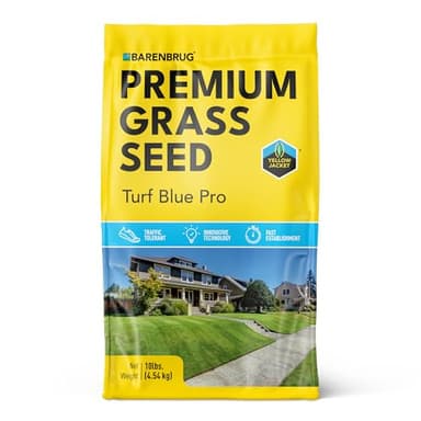 Barenbrug Turf Blue Pro Kentucky Bluegrass Lawn Seed with Yellow Jacket Seed Coating, All-Season Durable Grass Mix for Lawns, 10-lb. Bag
