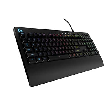Logitech G213 Prodigy Gaming Keyboard - Wired RGB Backlit Keyboard with Mech-Dome Keys, Palm Rest, Adjustable Feet, Media Controls, USB, Compatible with Windows – Black