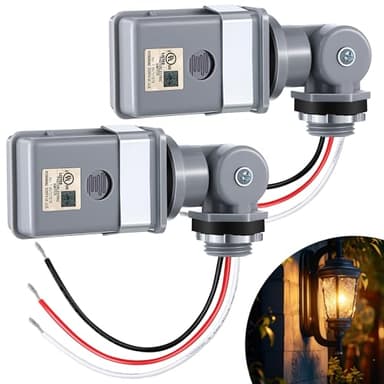 Ceoighe 2 Pack Photocell Sensor for Outdoor Lights, 120VAC 50/60 Hz Photocell IP54 Waterproof, Swivel Mount Photocells, Dusk to Dawn Sensor Photoelectric Switch for Back Yard Lightening