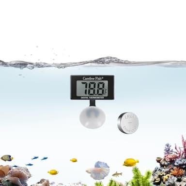 Carefree Fish Aquarium Underwater Thermometer for Saltwater and Freshwater Replaceable Battery Temperature Error ±1℉