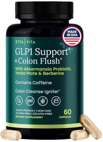 Colon Cleanse + GLP-1 Supplement Weight Loss & Energy - Appetite Suppressant & Fat Burner for women and men with Berberine, Yerba Mate, Psyllium Husk, Senna Leaf, Lemon, Black Garlic - Digestive Broom
