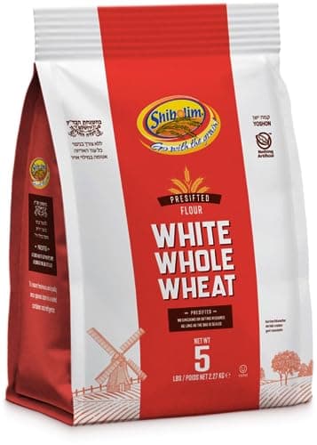 Shibolim White Whole Wheat Flour, 5lb | Triple Sifted Flour | 100% Whole Grain |Certified Kosher