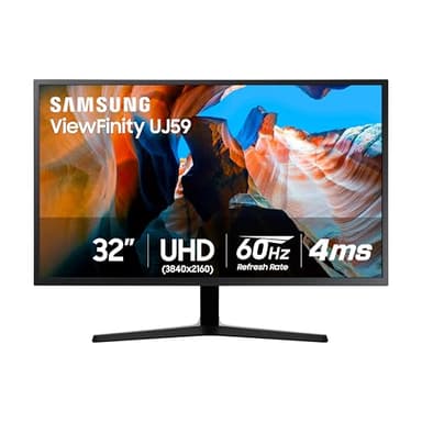 SAMSUNG 32" UJ59 Series 4K UHD (3840x2160) Computer Monitor,VA Panel, HDMI, Display Port, Eye Saver/Flicker Free Mode, FreeSync, LU32J590UQNXZA, Black