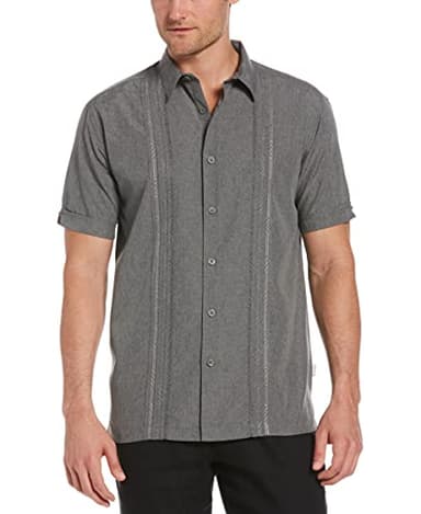 Cubavera Men's Cubavera Men’S Embroidered Chambray Short Sleeve Button-Down Shirt, Classic Fit, Men’S Casual Shirts (Sizes Small-5Xl), Steeple Gray, XX-Large
