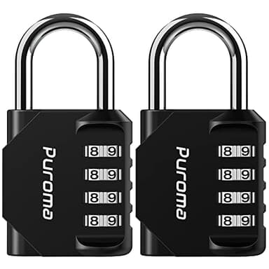 Puroma 2 Pack Combination Lock for Locker 4 Digit Outdoor Waterproof Padlock for School, Gym, Sports, Fence, Toolbox, Gate, Case, Outdoor, Hasp Storage (Black)