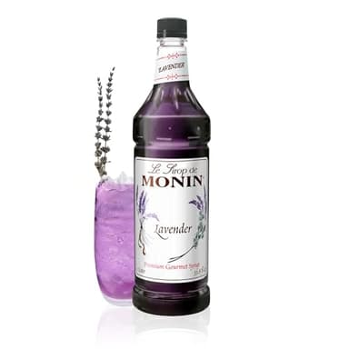 Monin - Lavender Syrup | Aromatic & Floral, Premium Syrup for Cocktails, Lattes & More | Clean Label with No Artificial Flavors, No Artificial Preservatives (BPA Free Bottle, 33.8 fl oz)