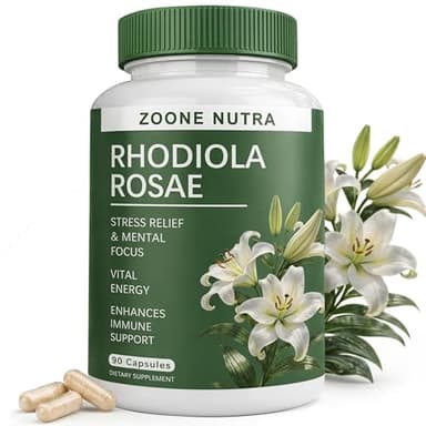 Zoone Nutra Rhodiola Rosea Supplement 500mg, 90 Capsules (3 Month Supply) - Standardized 3% Salidrosides 1% Rosavins - Golden Root Adaptogen for Stress Support, Mental Focus, Energy & Performance