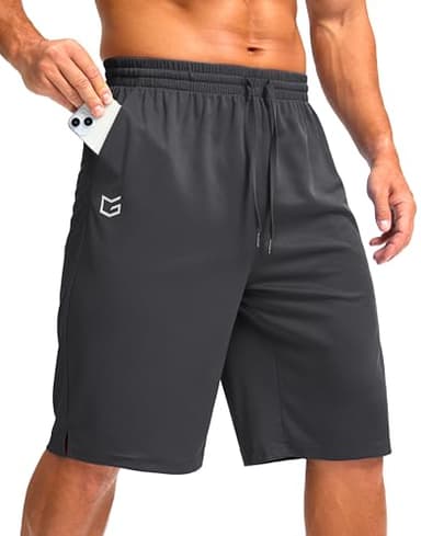 G Gradual Men's Athletic Shorts with Pockets 11" Long Basketball Shorts Lightweight Quick Dry Gym Workout Shorts for Men(Dark Gray,XL)