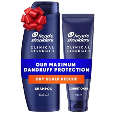 Head & Shoulders Anti-Dandruff Shampoo, Clinical Strength Dry Scalp Rescue, 1% Selenium Sulfide, Seborrheic Dermatitis Relief, Dry Scalp, 13.5 fl oz + Conditioner, 9.1oz