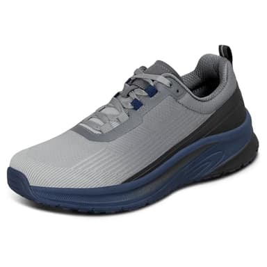 Orthofeet Men's Orthopedic Race Running Shoe for Foot Pain Relief, Grey/Navy, Size 13 Wide